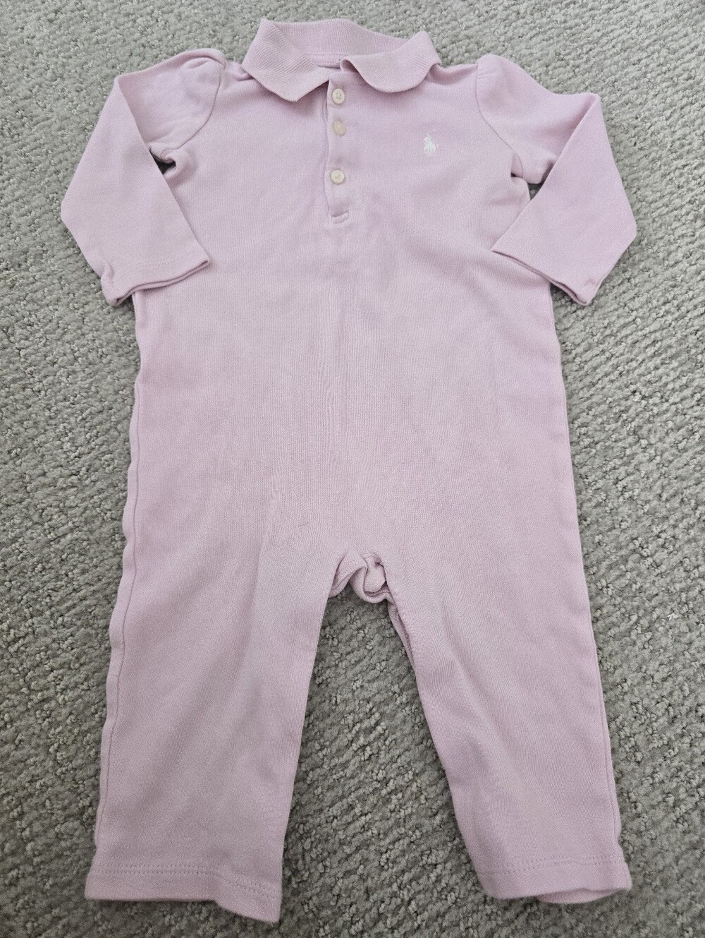 Ralph Lauren Pink Cotton Polo One-Piece for Baby